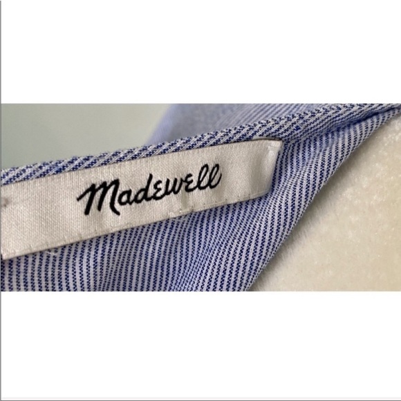 Madewell micro stripe tie front button down preppy shirt size M - Picture 5 of 6